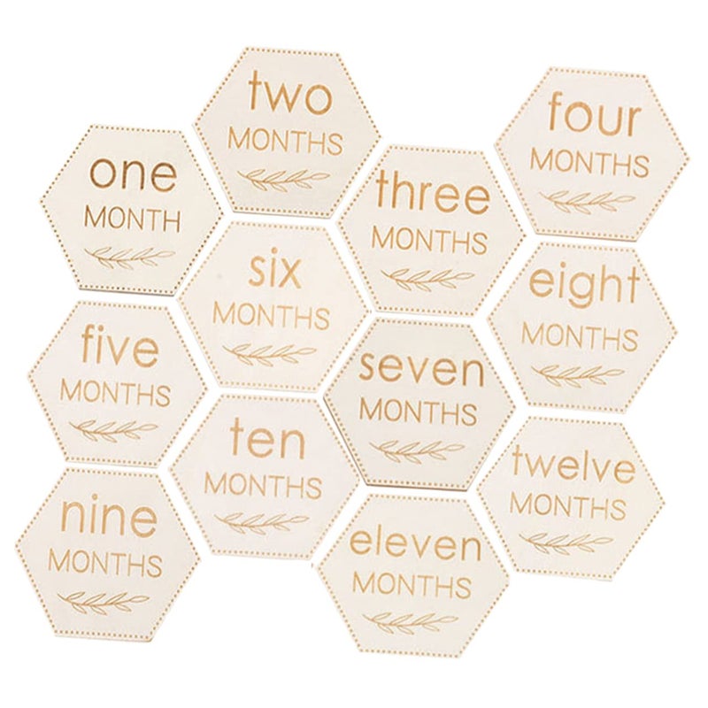 UPKOCH 12Pcs Wooden Monthly Milestone Cards Photo Props For Newborn Baby Growth - Image 1